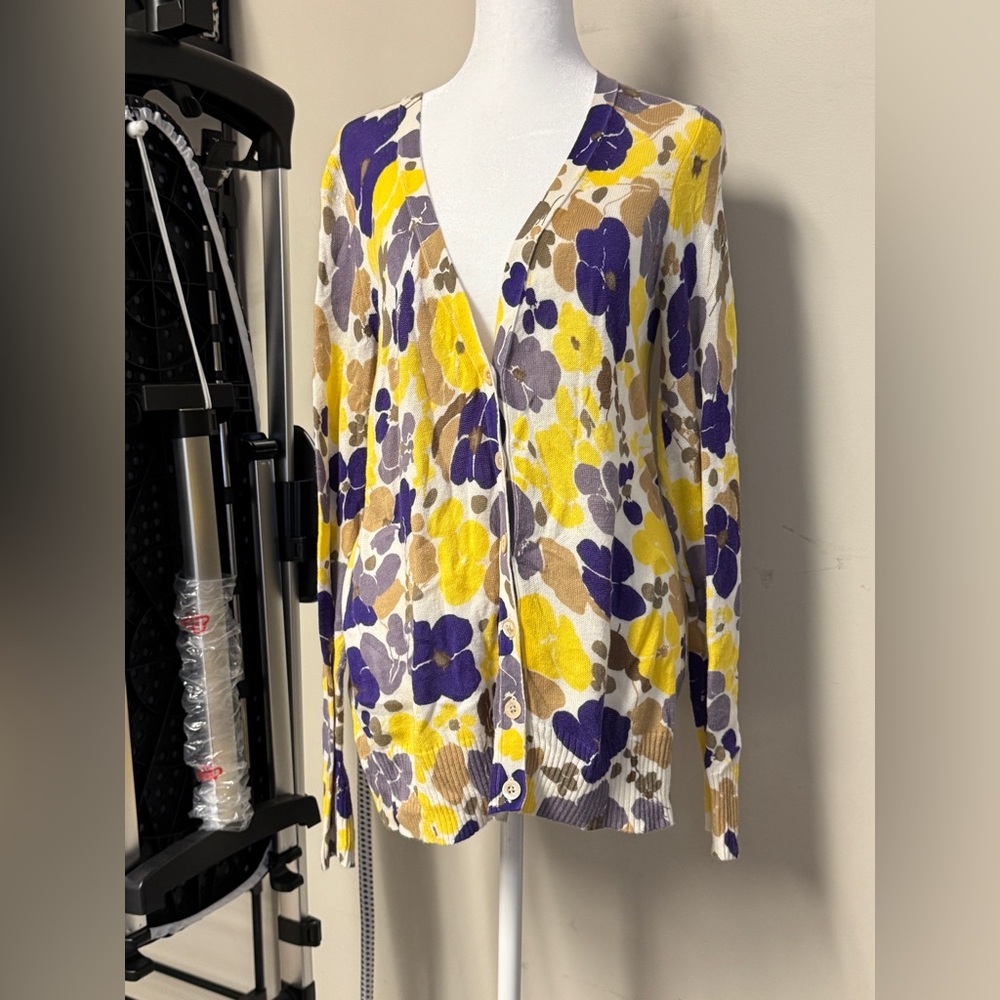 GAP Floral Cardigan - Yellow, Purple, Brown